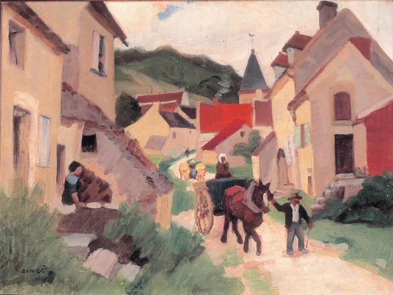 Le départ de la charrette (vue d'un village), Jules Emile Zingg, 1er quart 20e siècle