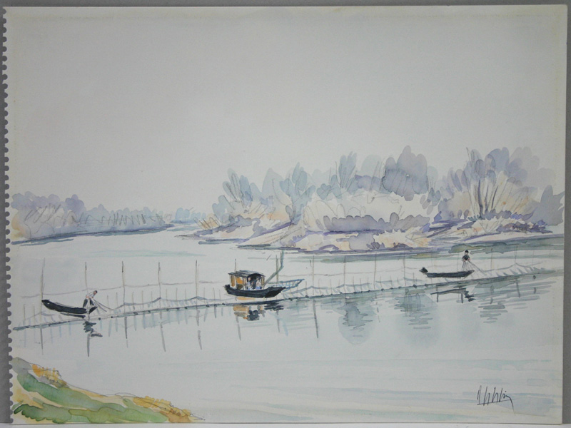 Le barrage aux saumons à Saint-Thibault (barrage de Roger Petit), René Giblin, 1984 /03 /22