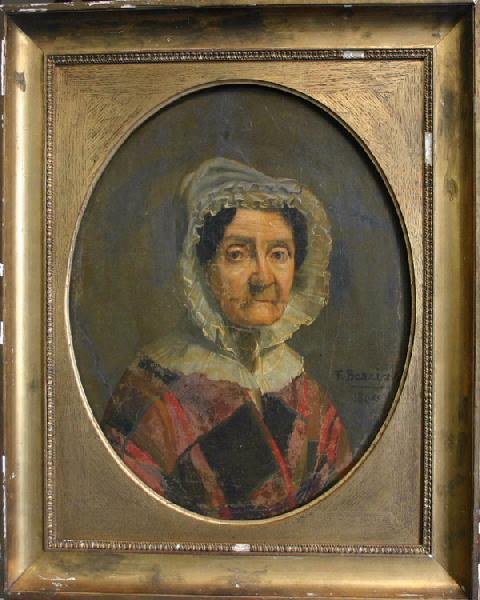 Portrait de vieille femme (avec une coiffe en dentelle), Félix Joseph Barrias, 1840