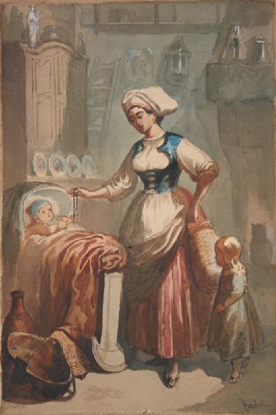 Scène d'intérieur : La mère, Paul Hadol, 19e siècle