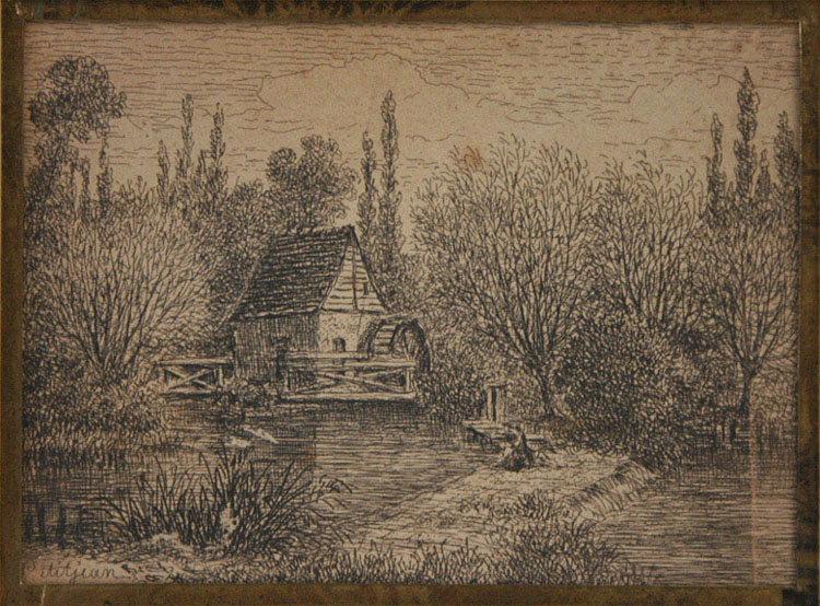 Moulin aux environs du Mans, Edmond Marie Petitjean, 1ère moitié 20e siècle
