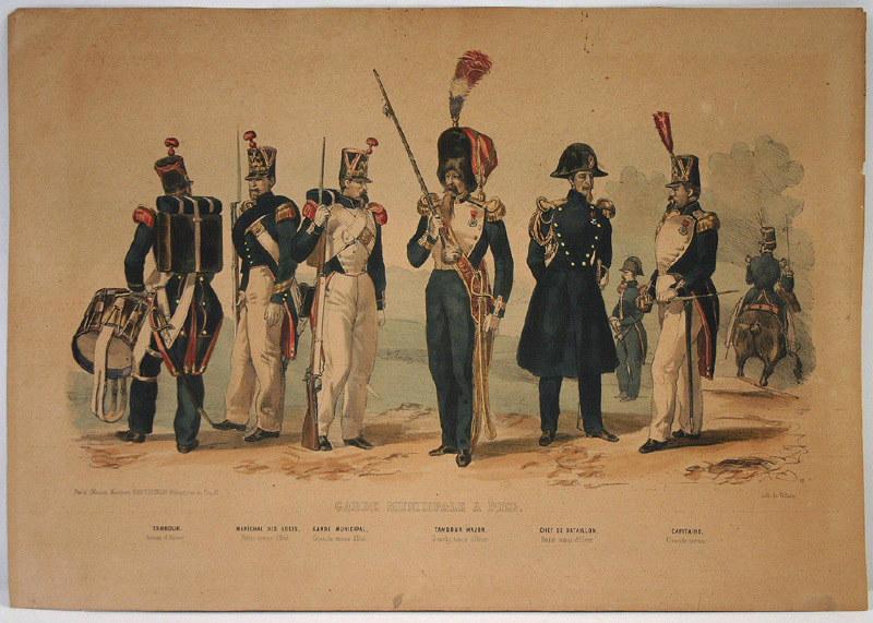 Garde municipale à pied (lithographie probablement issue d'un recueil de planches numérotées), François Hippolyte Lalaisse, 2e quart 19e siècle, 3e quart 19e siècle