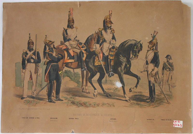 Garde municipale à cheval (lithographie probablement issue d'un recueil de planches numérotées), François Hippolyte Lalaisse, 2e quart 19e siècle, 3e quart 19e siècle