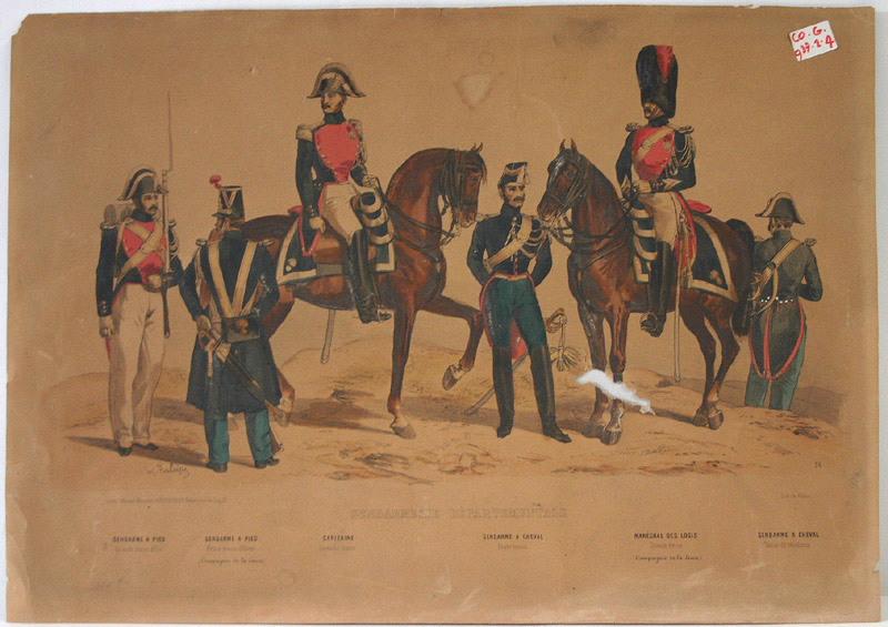 Gendarmerie départementale (lithographie probablement issue d'un recueil de planches numérotées (n°26)), François Hippolyte Lalaisse, 2e quart 19e siècle, 3e quart 19e siècle