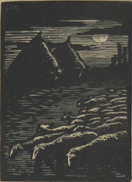 Scène nocturne : moutons et meules, Fernand Chalandre, 1er quart 20e siècle
