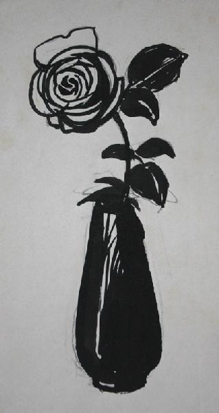 Rose dans un vase, Fernand Chalandre, 1er quart 20e siècle