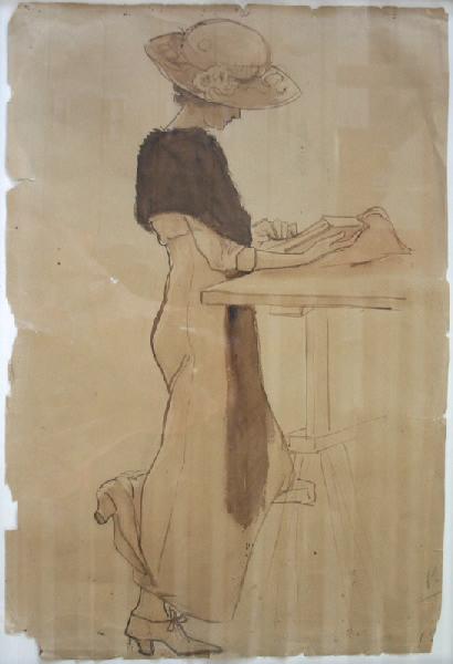 Femme lisant, Fernand Chalandre, 1er quart 20e siècle