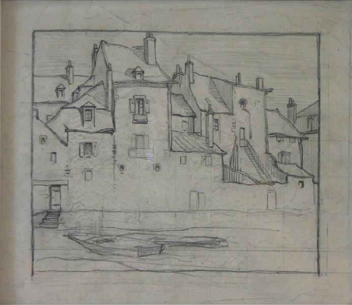 Maisons au bord de la Nièvre à Nevers, Fernand Chalandre, 1er quart 20e siècle