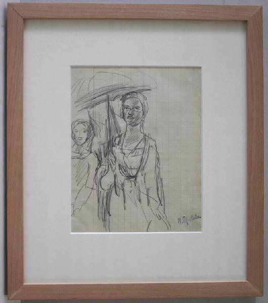 Croquis de jeune femme portant une ombrelle_1