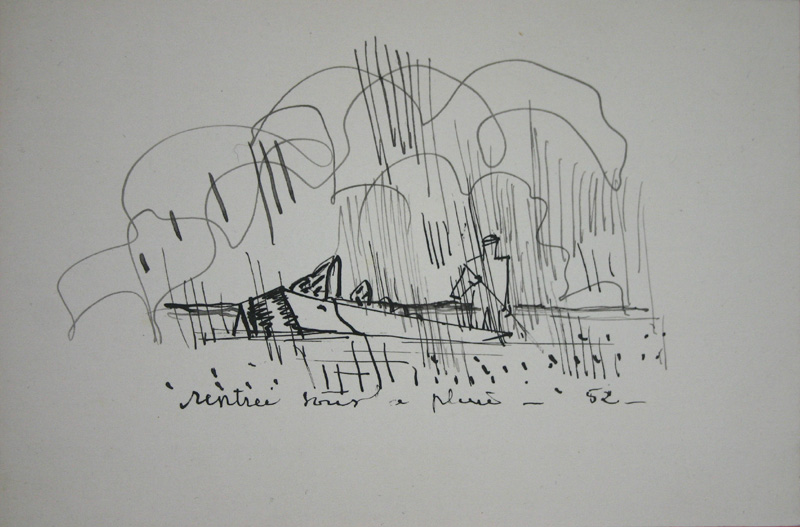 Rentrée sous la pluie, Jean Montchougny, 1952