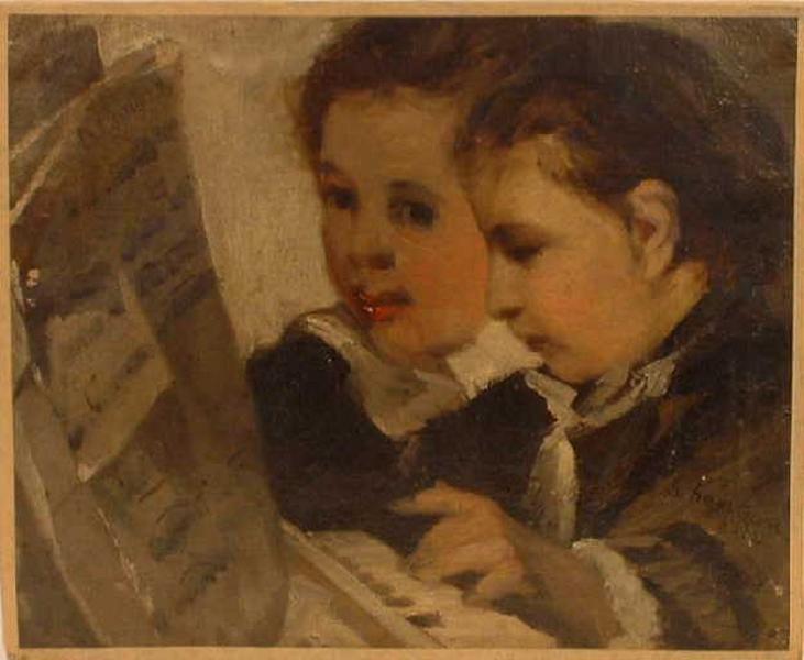 Deux têtes d'enfant ;  Deux têtes d'enfant lisant (autre titre) ; La leçon de piano (autre titre)_0
