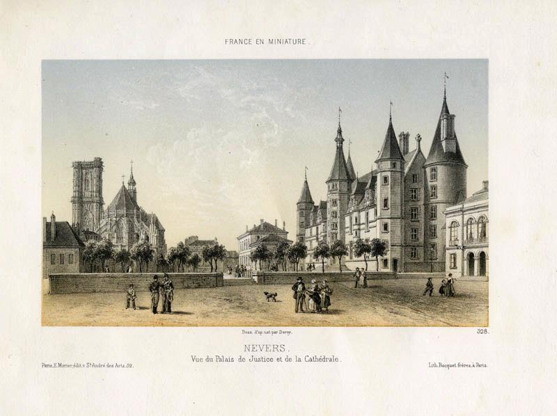 France en miniature : Vue du Palais de Justice et de la Cathédrale, Isidore Laurent Deroy, 3e quart 19e siècle