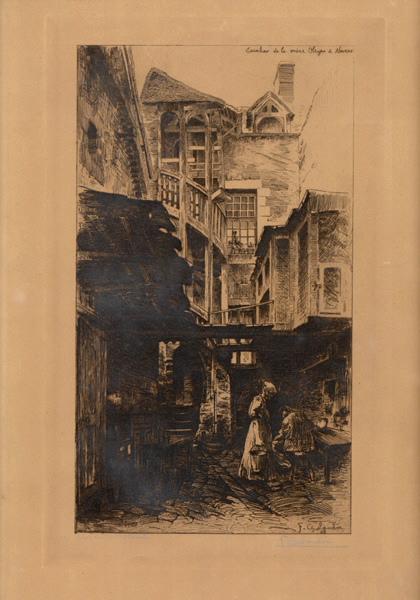 Escalier de la mère Oleyer à Nevers (La maison de la mère Oleyer se situait rue de la Barre), Fernand Chalandre, 1908