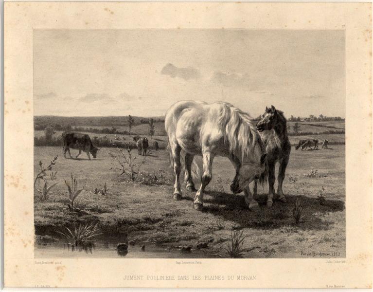 Jument poulinière dans les plaines du Morvan, Jules Didier, 3e quart 19e siècle