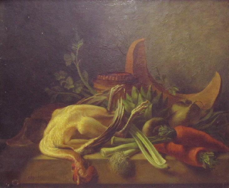 Nature morte au poulet, Charles Emile Francois, 1861