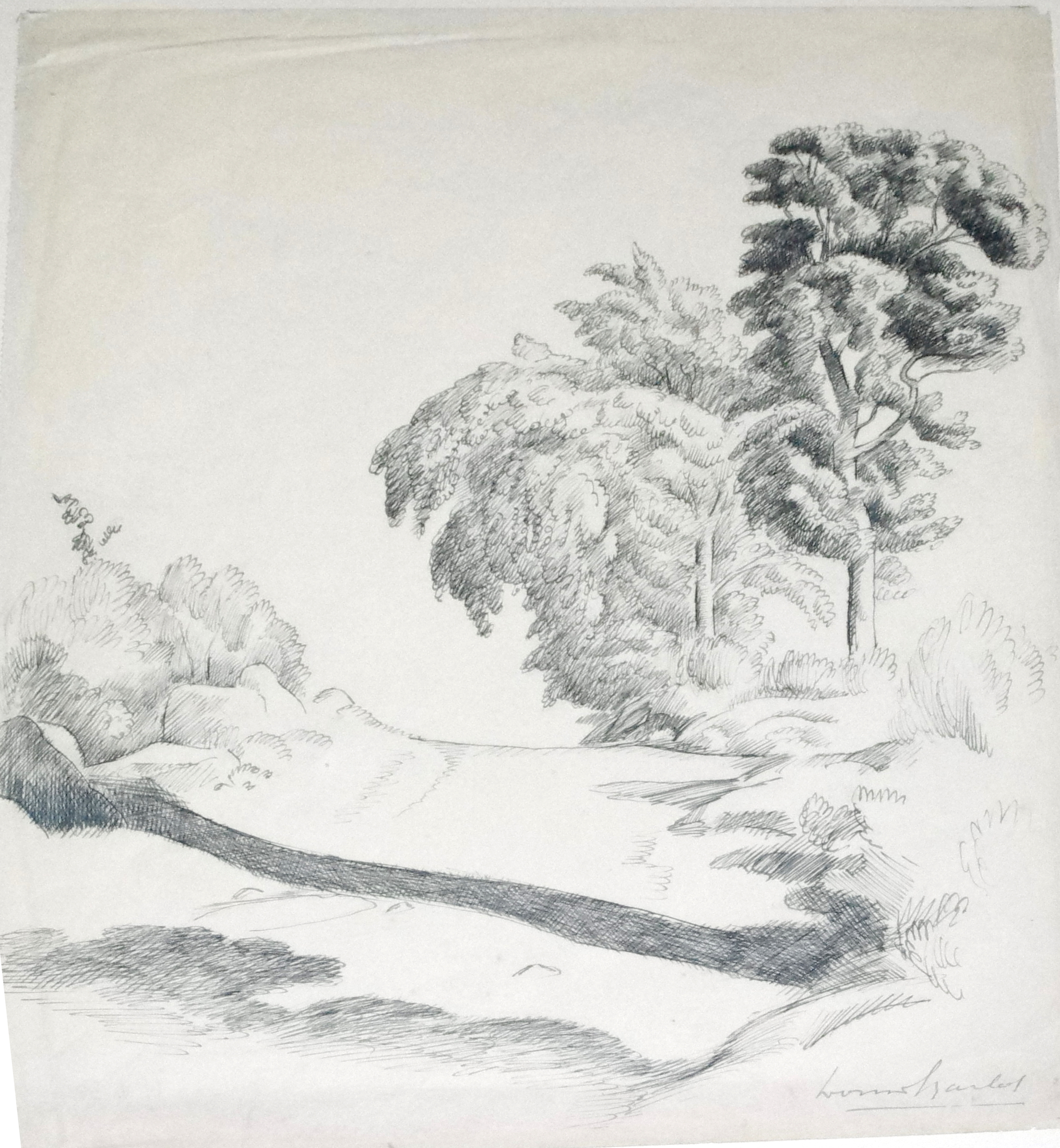 Jardin ensoleillé (Illustration pour l'ouvrage 'Huit jours à Uchon' (p. 91)), Louis Charlot, 1ère moitié 20e siècle
