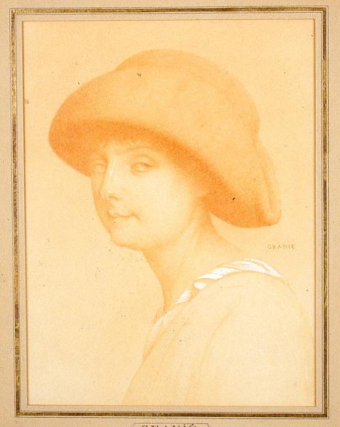 Tête de jeune fille coiffée d'un chapeau, Joseph Granie, 1ère moitié 19e siècle