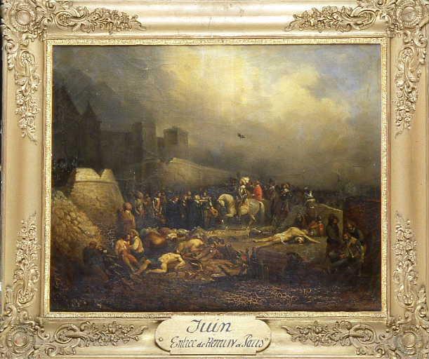 Entrée d'Henri IV à Paris (Copie d'après une lithographie du tableau de Hippolyte Bellangé, Les clefs de la ville, qui représente l'entrée de Louis XII et du cardinal de Richelieu à La Rochelle. Seule a été changée la tête du roi.)_0