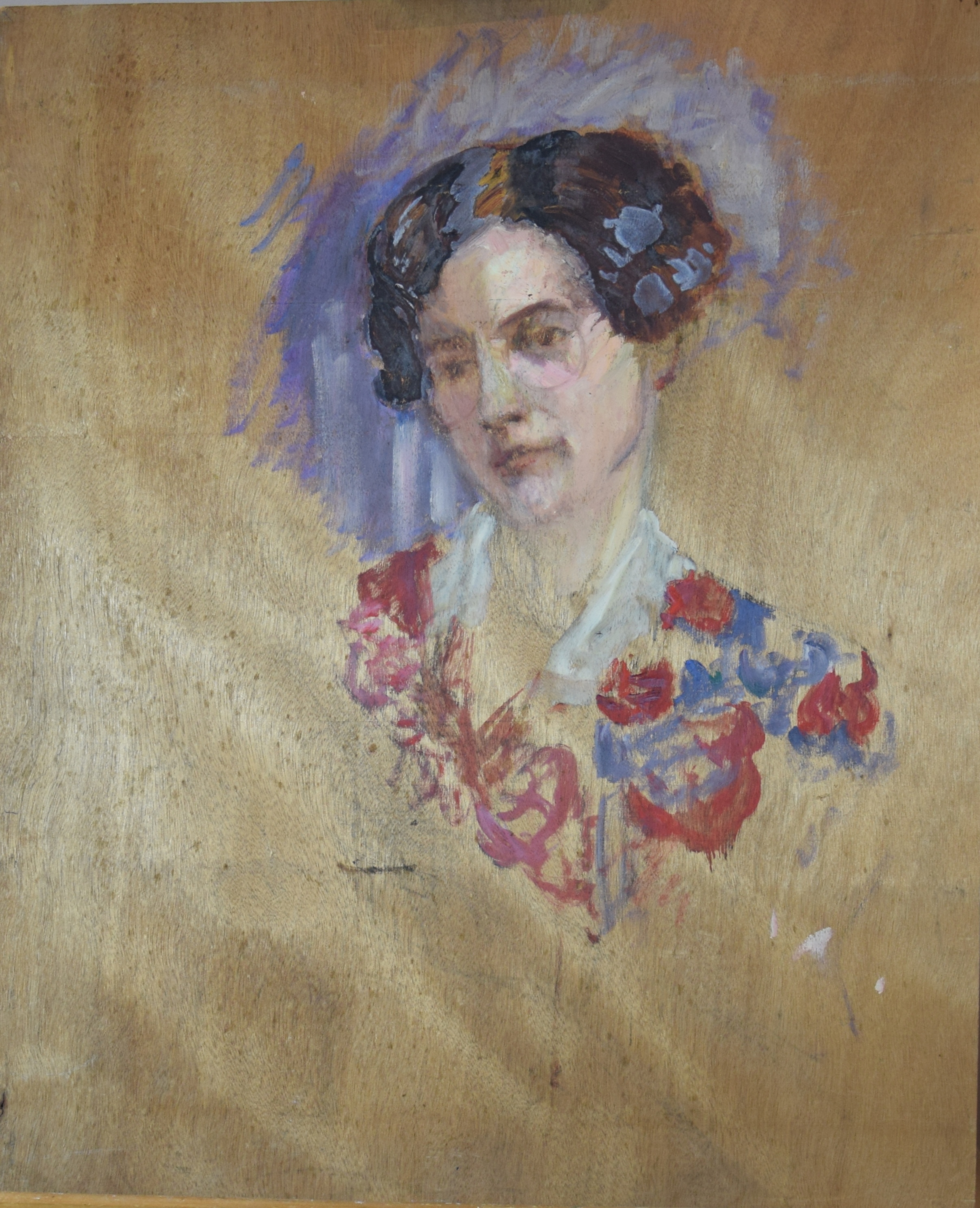 Esquisse de personnage assis (Face A recto) ; Esquisse de buste de femme en corsage à fleurs (Face B verso), Alice Grillot, 20e siècle