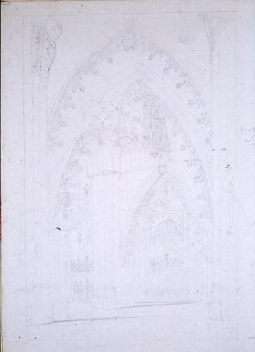 Vue de la tribune d'orgue de la cathédrale d'Autun, Emile Sagot, 19e siècle