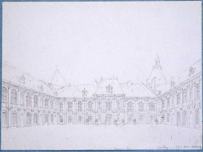 Vue de la cour intérieure du château de Sully, Emile Sagot, 19e siècle