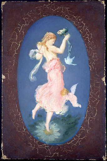 Figure féminine accompagnée d'un Amour et d'une colombe, Alfred Thompson Gobert, 2e moitié 19e siècle
