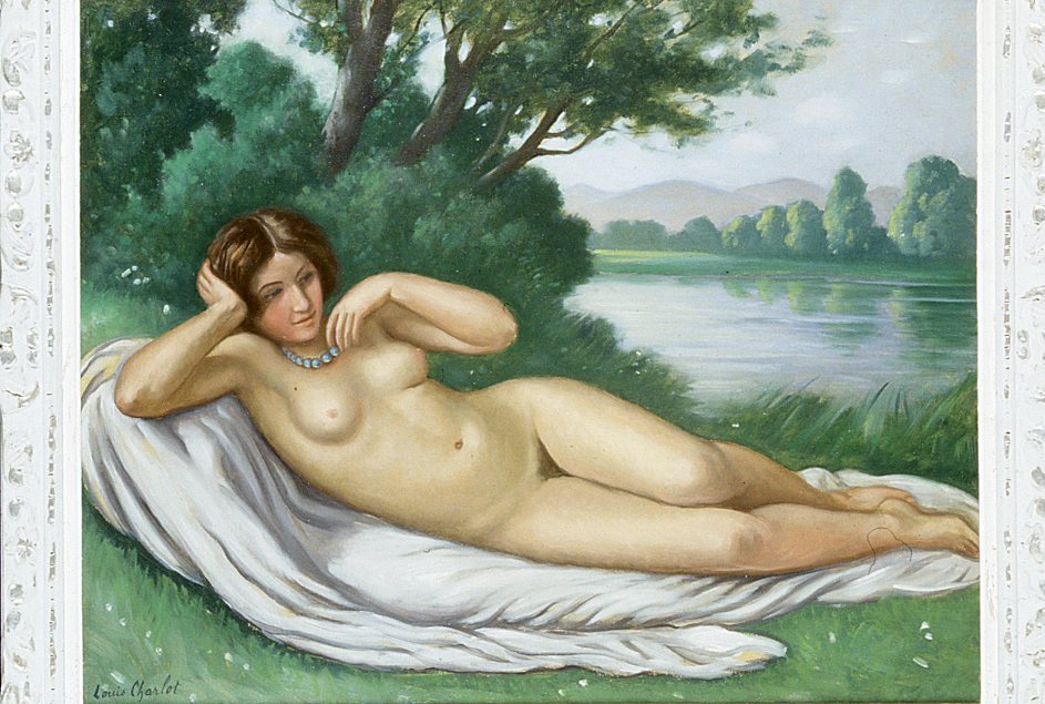Femme nue allongée dans un paysage, Louis Charlot, 1ère moitié 20e siècle