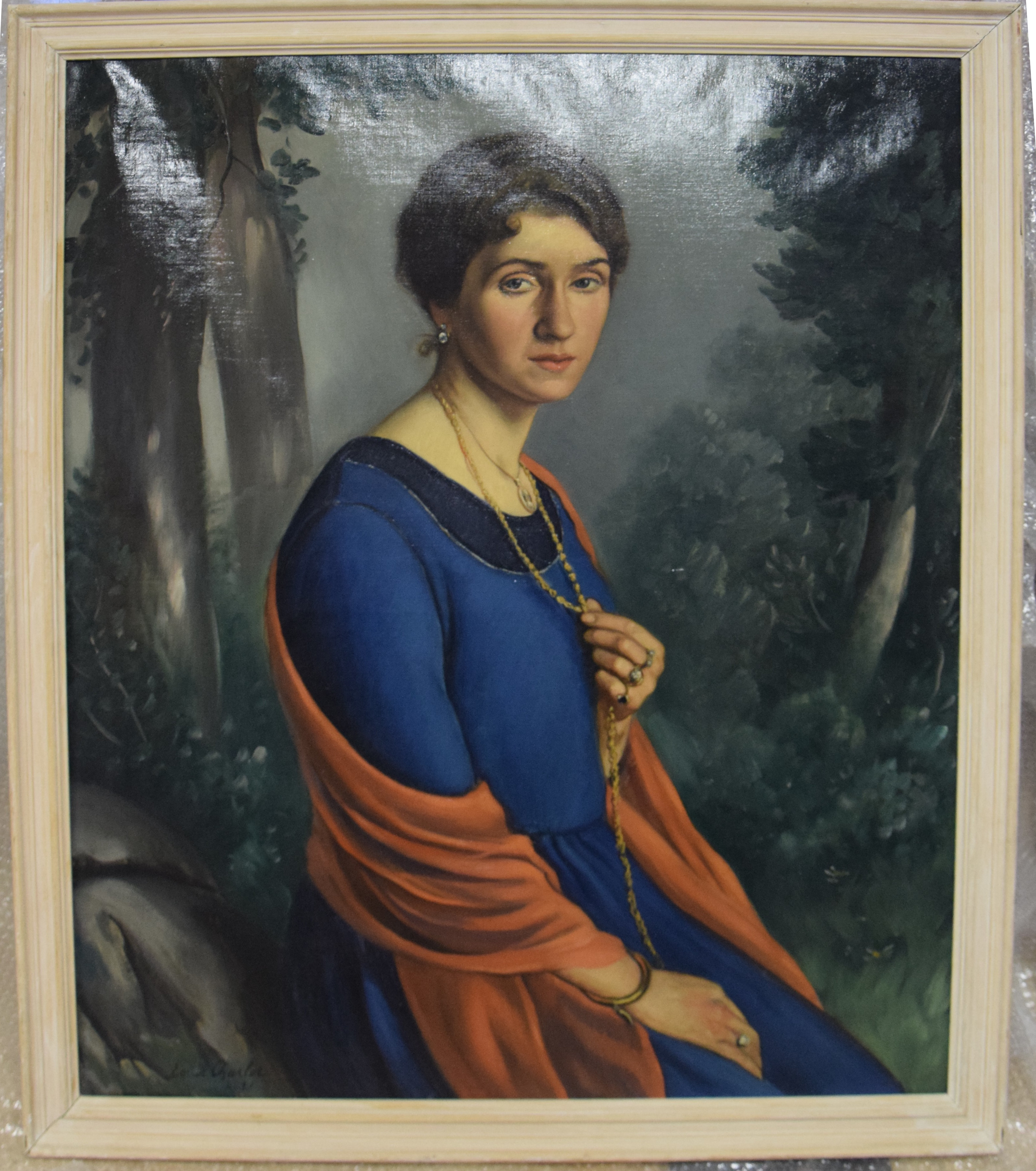 Portrait de femme au châle rouge, Louis Charlot, 1921