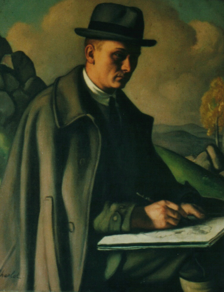 Portrait d'artiste dessinant, Louis Charlot, 1930