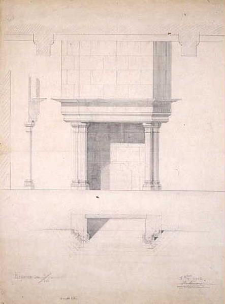 Projet de restitution d'une cheminée gothique, Jean Truchot, 1912