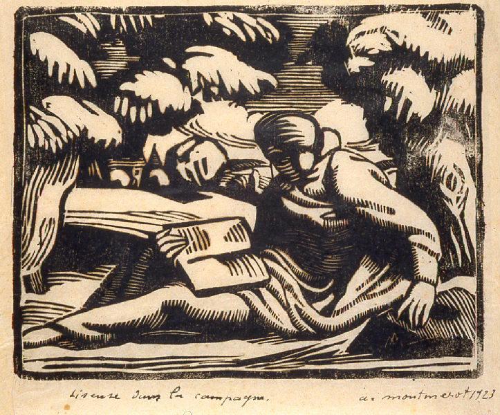 Liseuse dans la campagne, Albert Montmerot, 1923