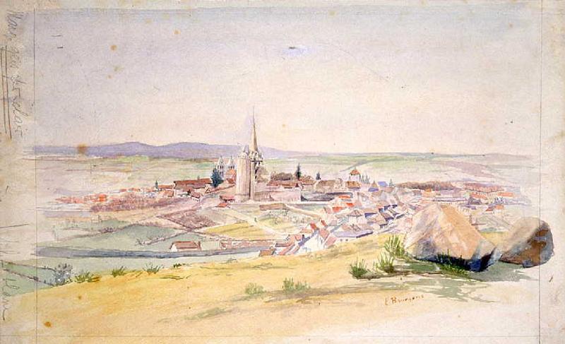 Vue de la ville d'Autun (depuis St Blaise), Eugène Jacques Georges Bourgeois, 4e quart 18e siècle, 1er quart 19e siècle
