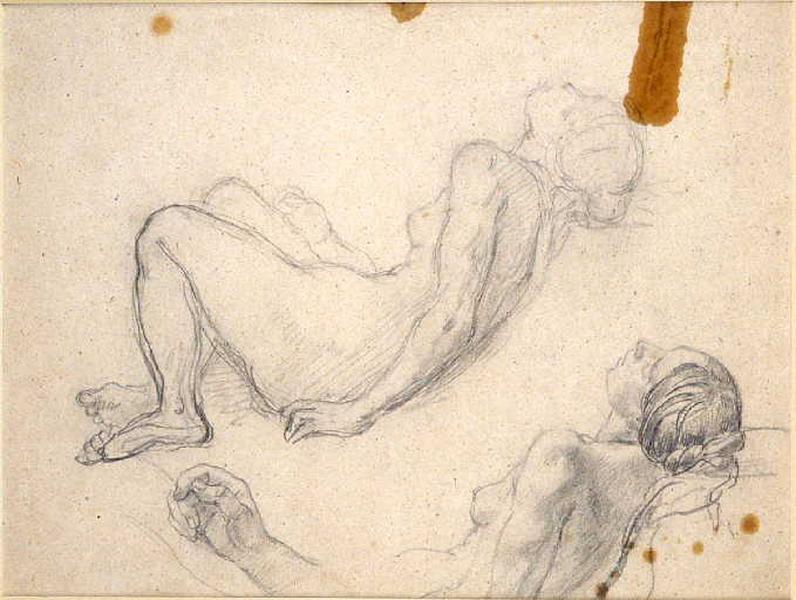 Etude pour la Mort de Cléopâtre (Etude pour la suivante au 1er plan), Gustave de Lassalle-Bordes, 1845