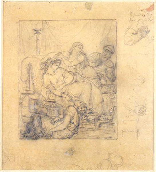 Etude pour la Mort de Cléopâtre (Etude générale), Gustave de Lassalle-Bordes, 1845