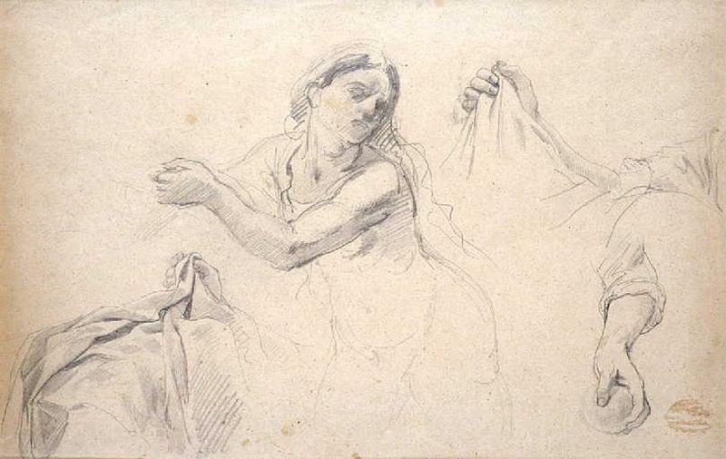 Etude pour la Mort de Cléopâtre (Quatre études pour la servante), Gustave de Lassalle-Bordes, 1845
