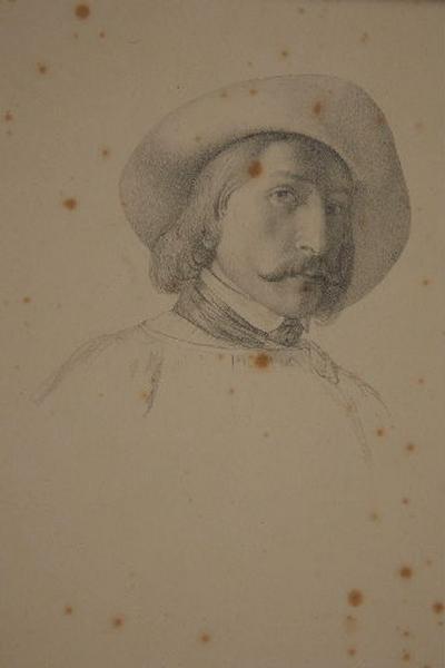 Portrait du peintre Adrien Guignet, d'après son autoportrait, François Benjamin Allois, 19e siècle