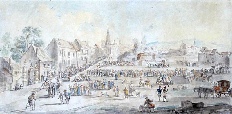 La place du Champ de Mars à Autun pendant les fêtes de la Saint-Ladre, Jean-Baptiste Lallemand, 18e siècle