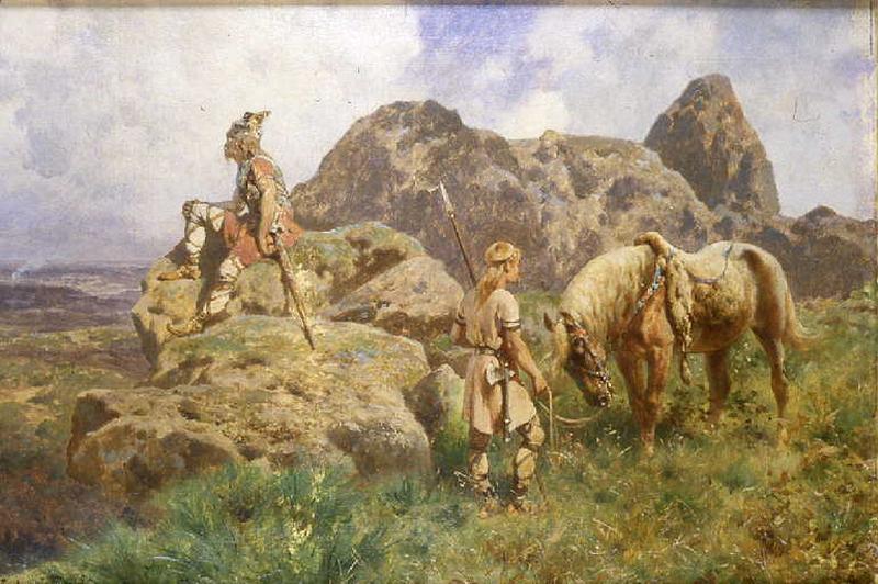 Soldats gaulois près de la Roche Salvée au Mont Beuvray ; Normands au repos (Ancienne appellation)_0