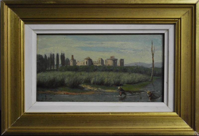 Pêcheurs sur l'Arroux, près du château de Chazeu, Charles Philibert Mariller