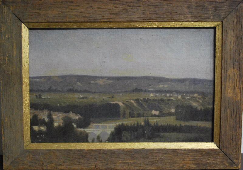Etude de paysage : rivière et ponts, Charles Philibert Mariller