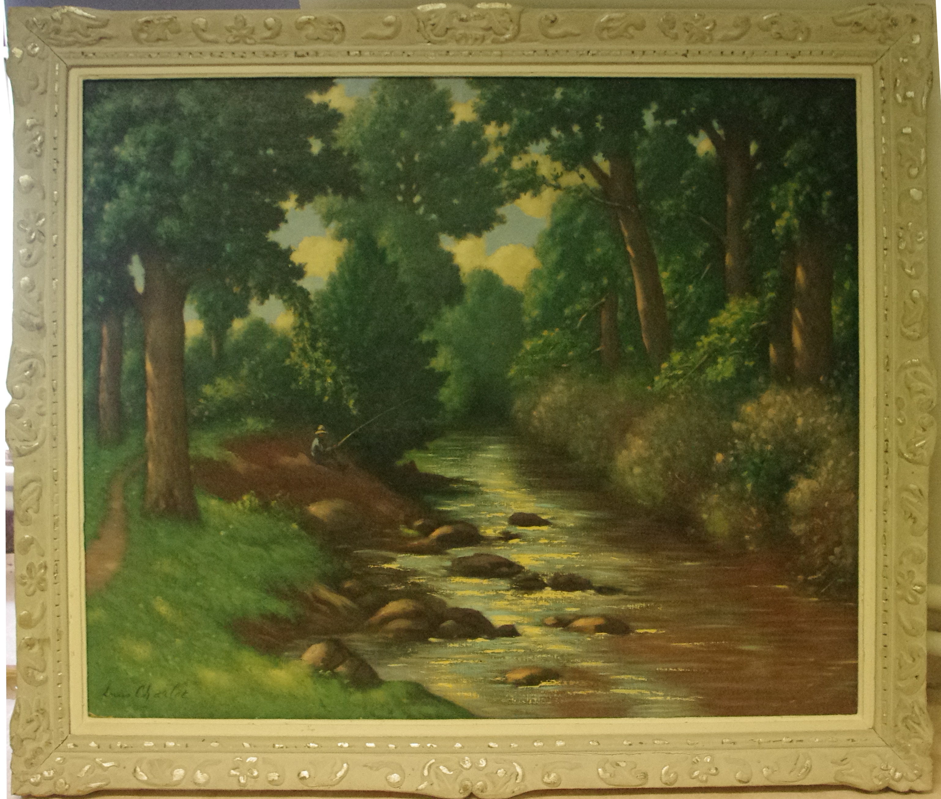 Pêcheur au bord d'une rivière, Louis Charlot, 1ère moitié 20e siècle