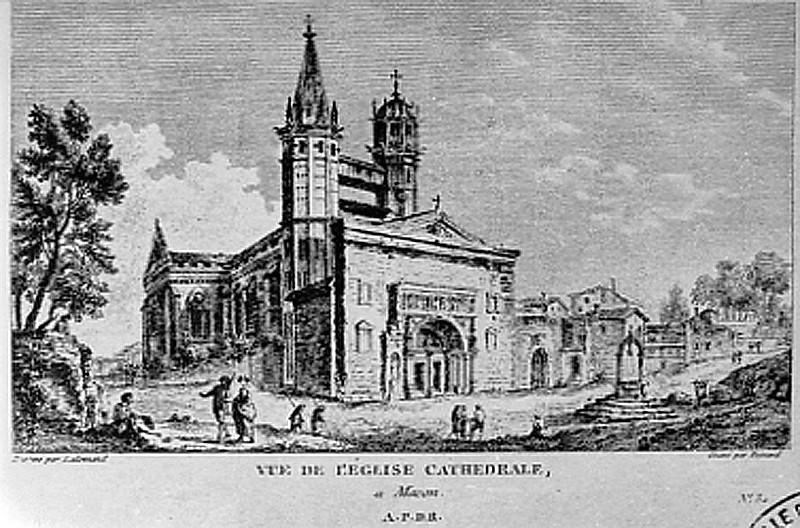 Vue de l'Eglise Cathédrale à Mâcon, Jean-Baptiste Lallemand, 1780