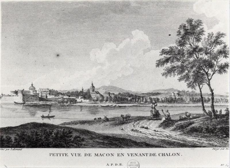 Petite vue de Macon en venant de Chalon, Jean-Baptiste Lallemand, 1780 vers