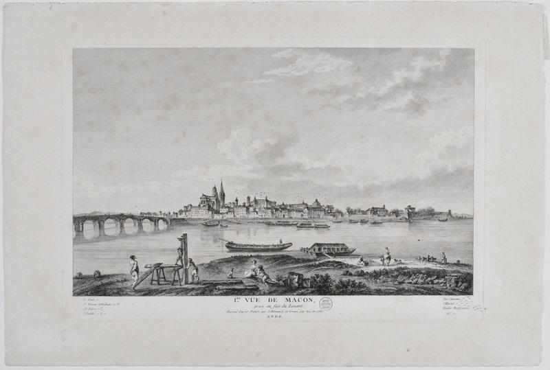 1ère vue de Mâcon prise en face du Levant, Jean-Baptiste Lallemand, 1780