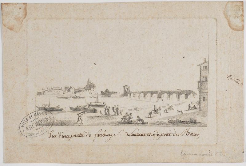 Vue d'une partie du faubourg St-Laurent et du Pont de Mâcon, Жан-Батист Лаллеман