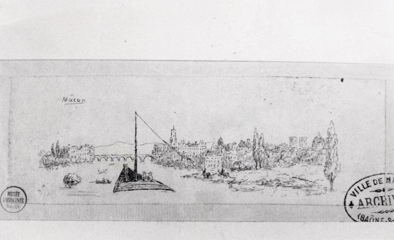 Mâcon, vue de la Saône, Dewint, 1822