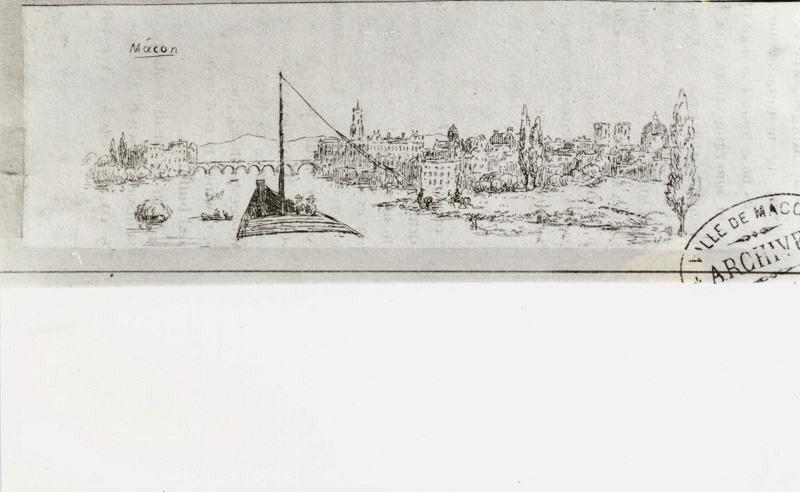 Mâcon, vue de la Saône, Dewint, 1822