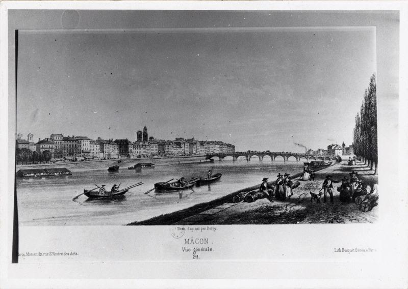 Mâcon, vue générale (Vers 1855), Auguste Victor Deroy, 1855