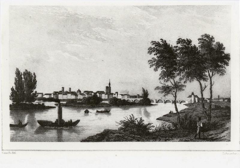 Vue de Mâcon de la rive est, vers 1838, Charles Rauch, 1838