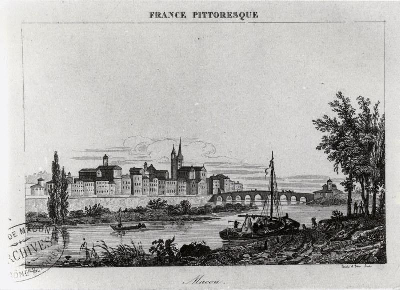 Mâcon (vue du Sud) vers 1835 (Tiré du livre d'Abel Hugo 'La France Pittoresque')_0